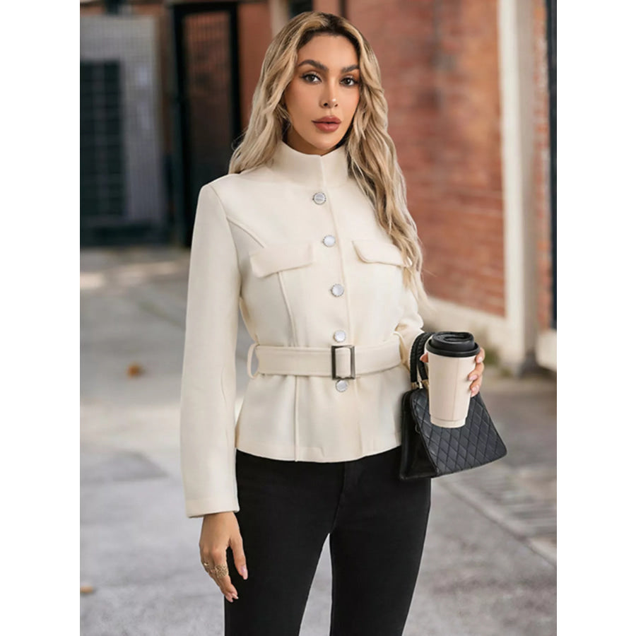 Belt Button-Up Outerwear Beige / S Apparel and Accessories