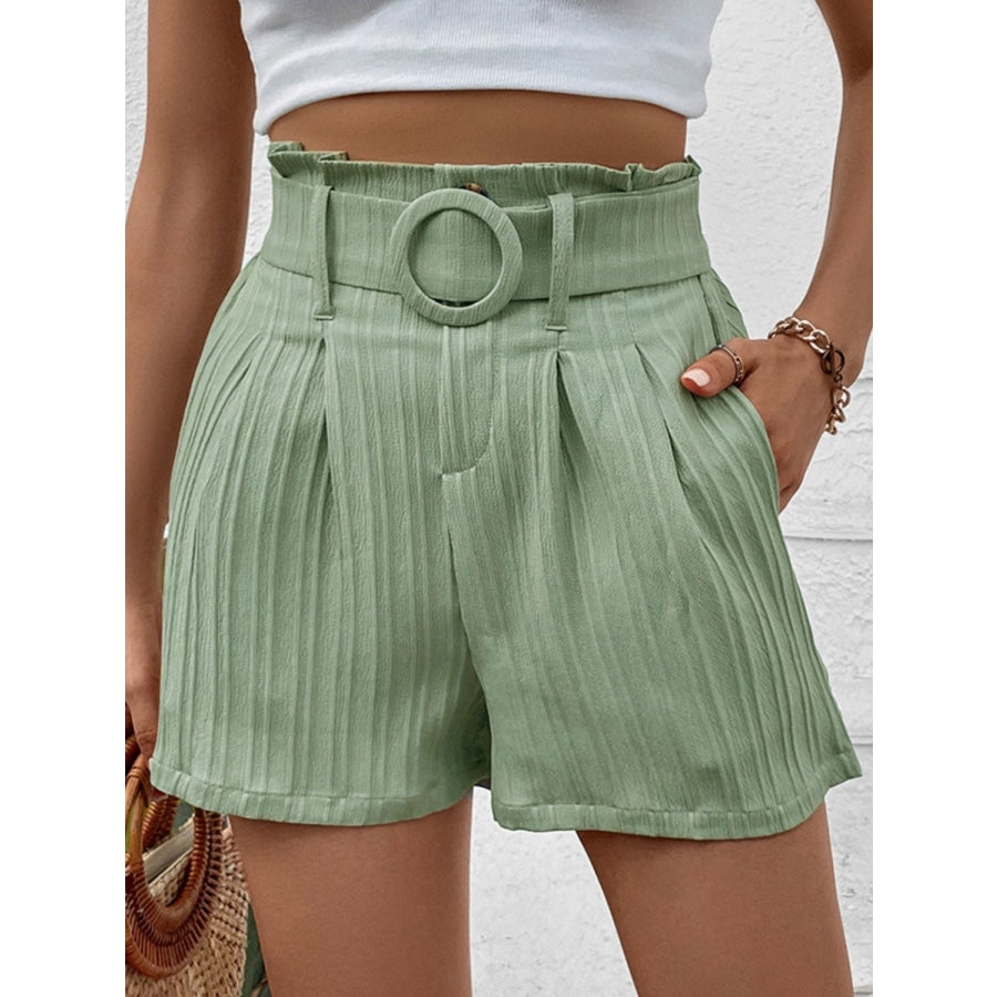 Belted Shorts with Pockets Gum Leaf / S