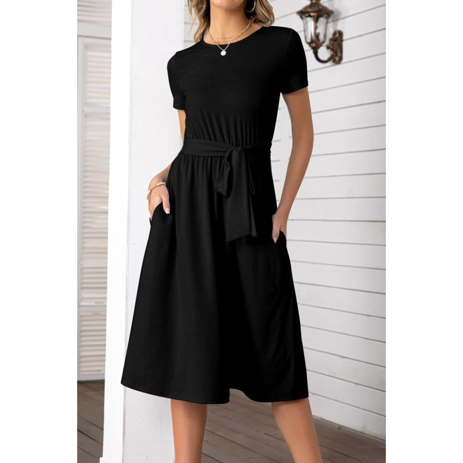 Belted Tee Dress With Pockets