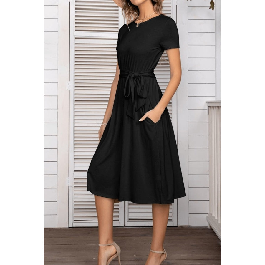 Belted Tee Dress With Pockets