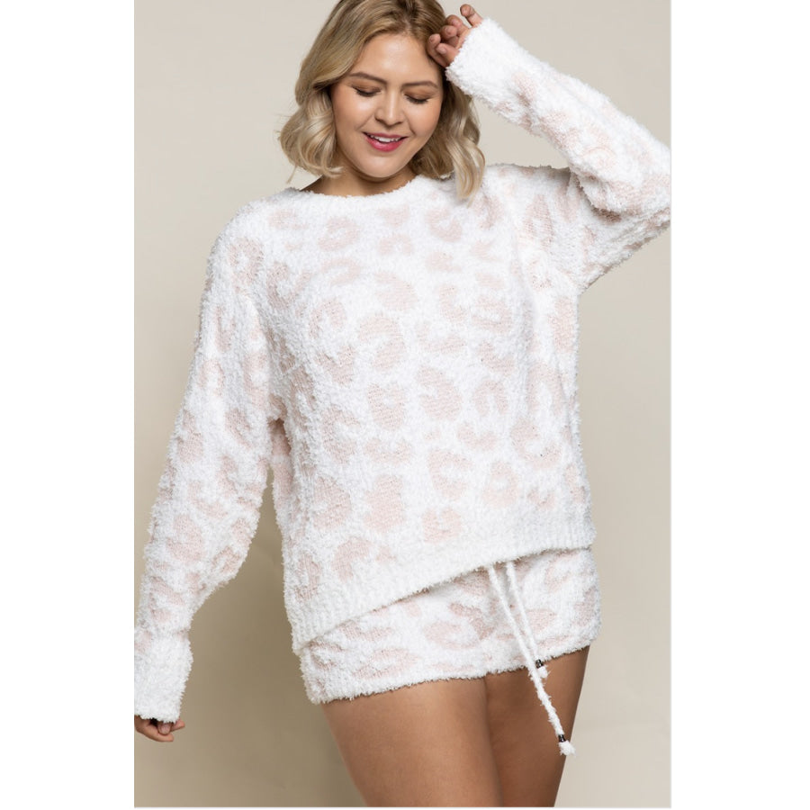 NEW! Berber Fleece Cosy Top in White/Pink Leopard! Sleepwear