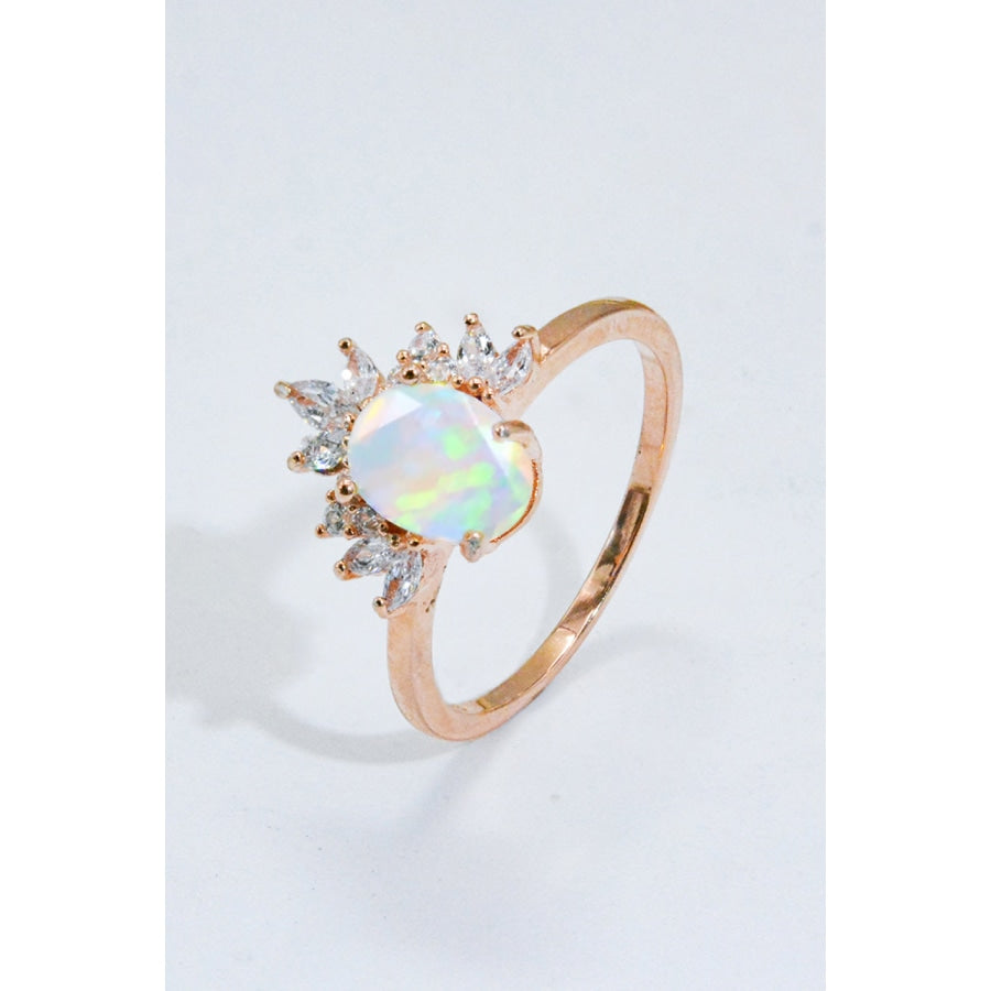 Best Of Me 925 Sterling Silver Opal Ring Rose Gold / 6