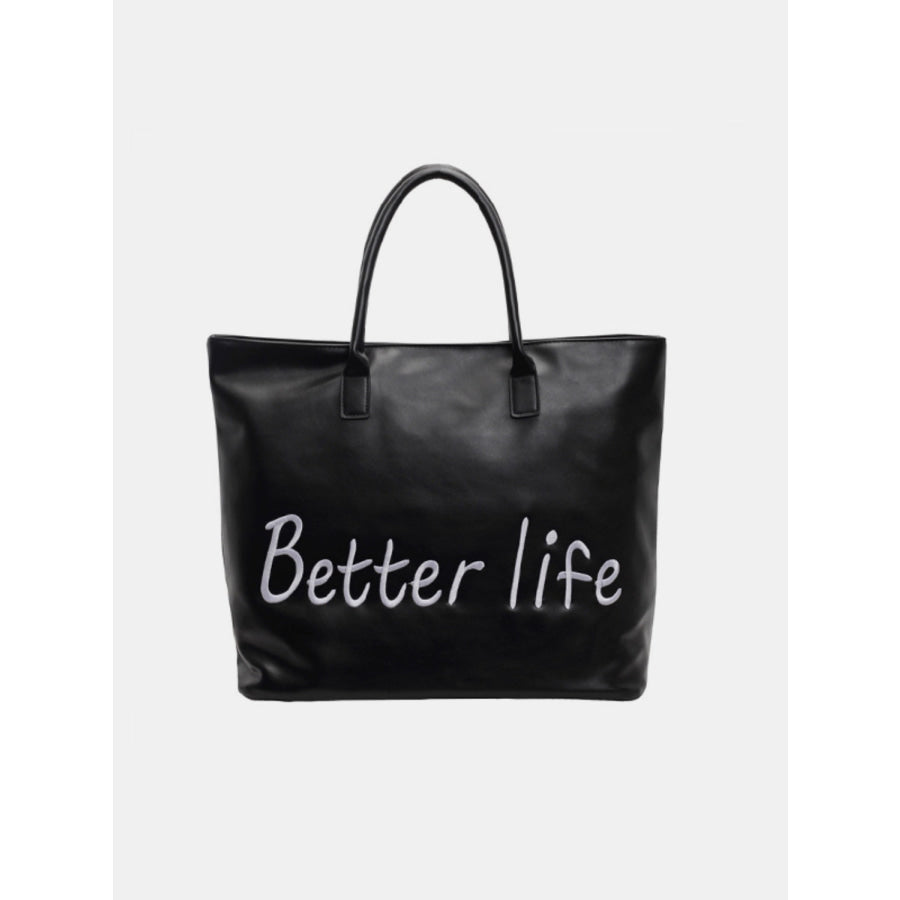 BETTER LIFE PU Leather Tote Bag Black / One Size Apparel and Accessories