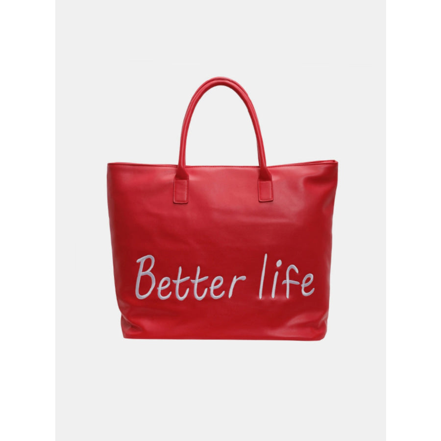 BETTER LIFE PU Leather Tote Bag Scarlet / One Size Apparel and Accessories