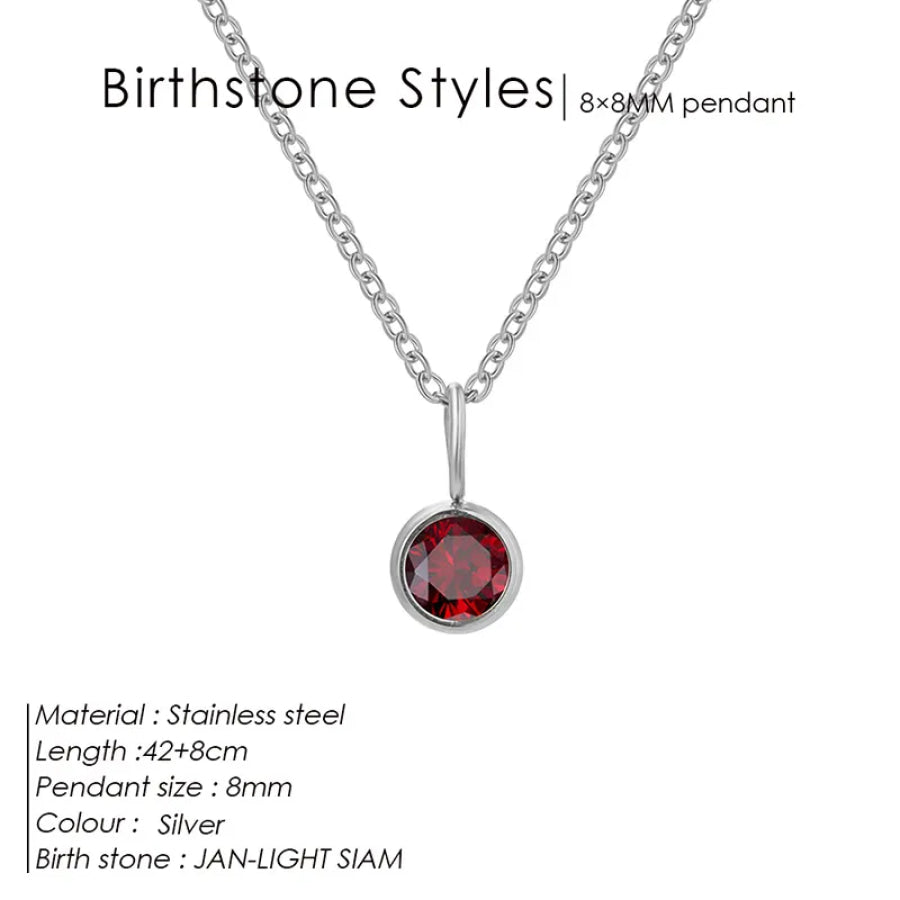 Bezel Set CZ Stone Birthstone Necklace (Pre - Order) Necklaces