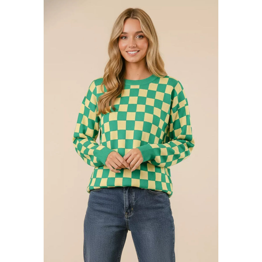 BiBi Checkered Pattern Sweater Apparel and Accessories