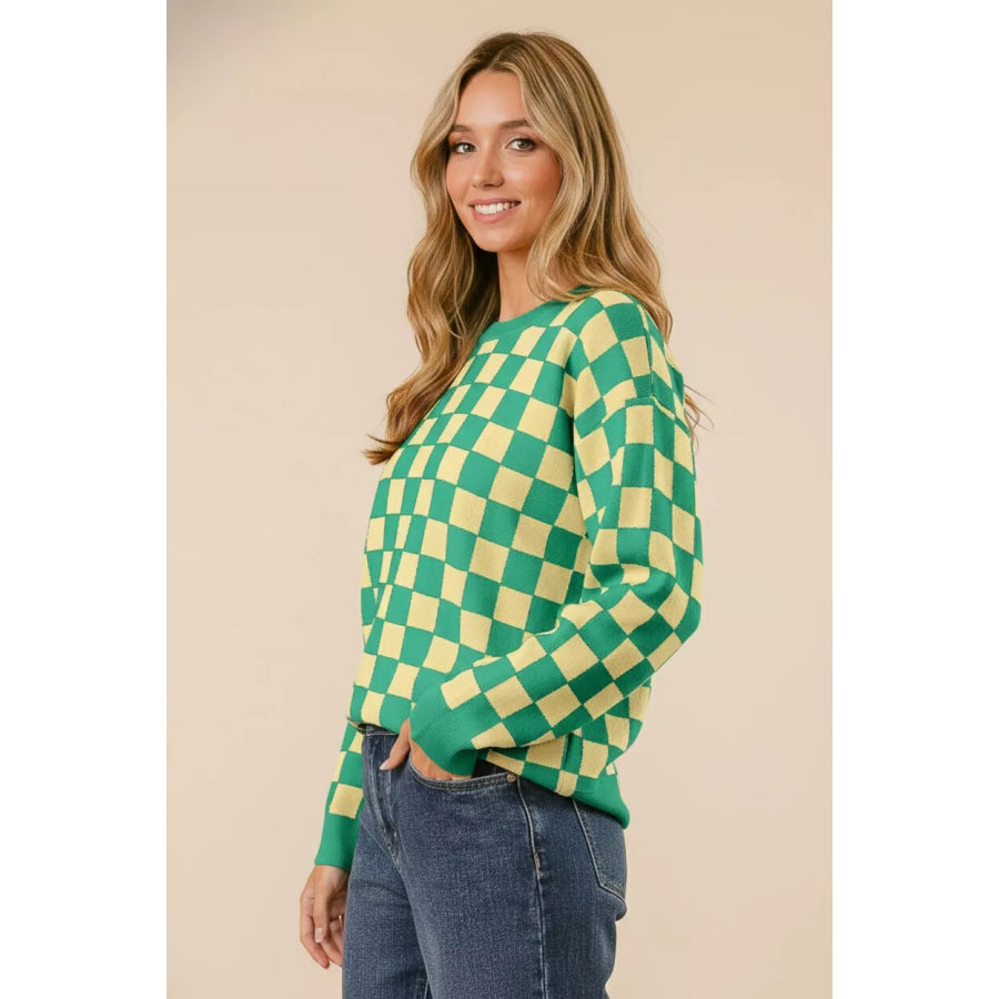 BiBi Checkered Pattern Sweater Apparel and Accessories