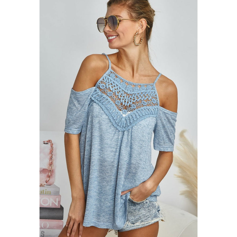 BiBi Front Crochet Lace Adjustable Strap Top Apparel and Accessories