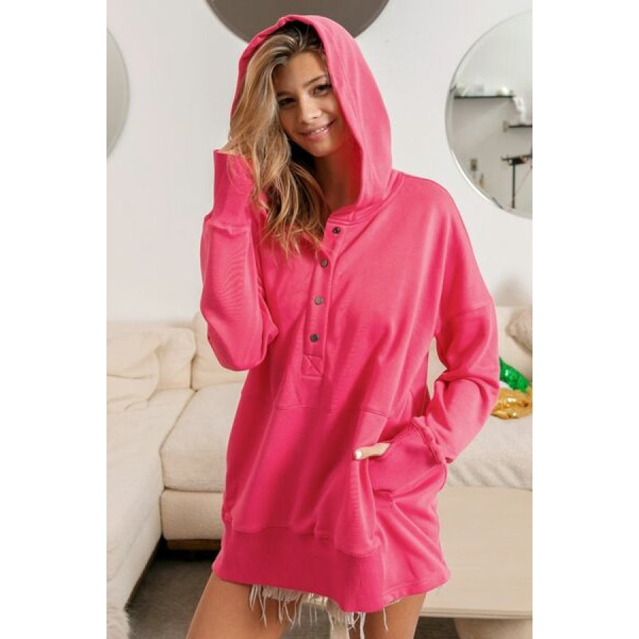 BiBi Half Snap Thumbhole Long Sleeve Hoodie Apparel and Accessories