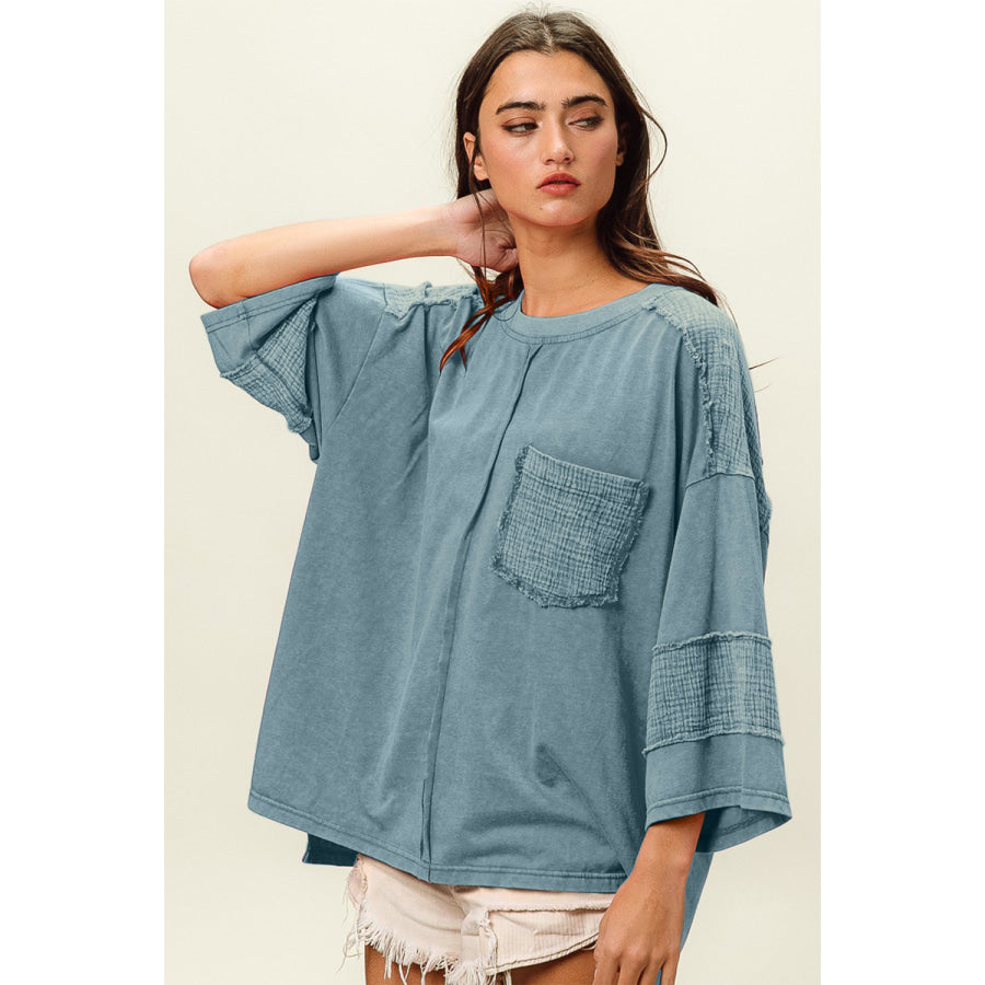 BiBi High - Low Washed T - Shirt Apparel and Accessories