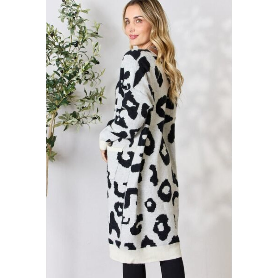 BiBi Leopard Open Front Cardigan Ivory / S Clothing