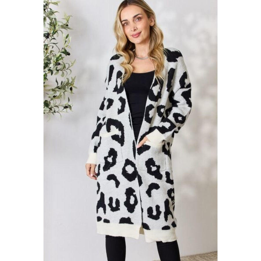 BiBi Leopard Open Front Cardigan Ivory / S Clothing