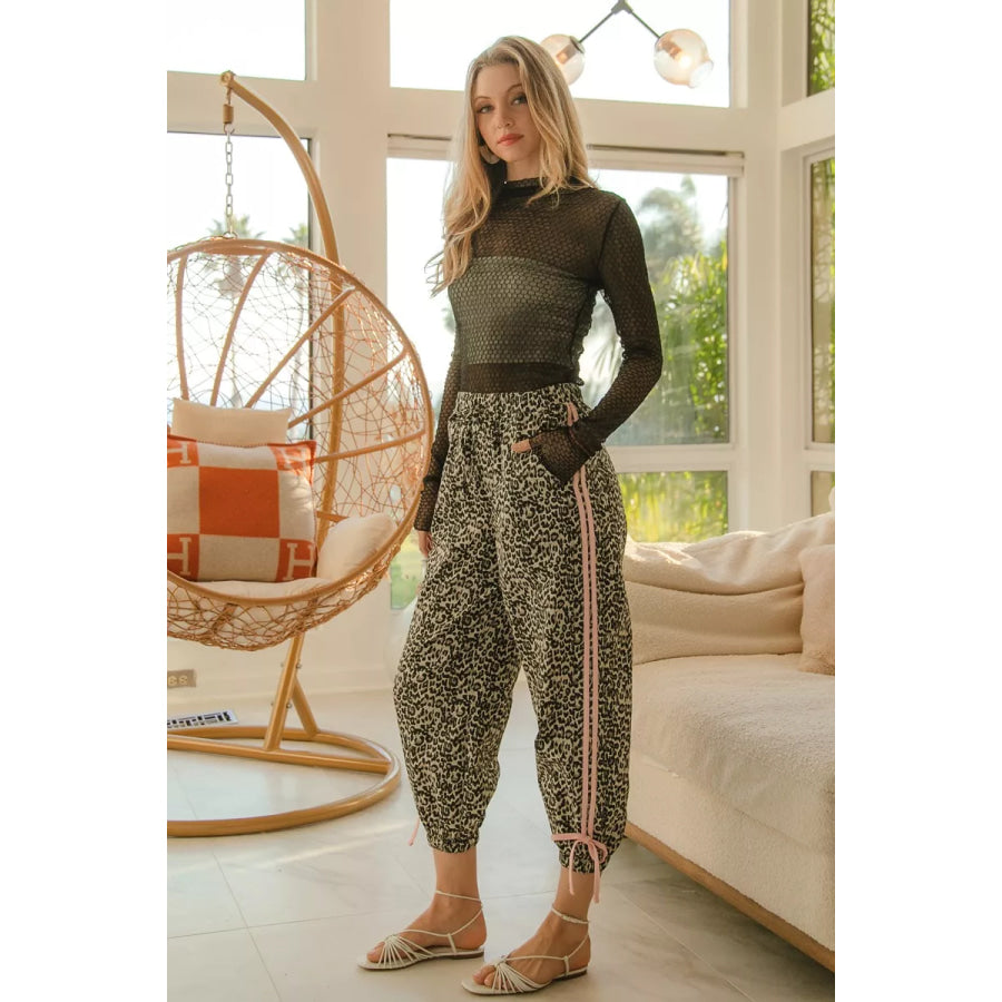 BiBi Leopard Prtins With Side Line Details Drawstrings Apparel and Accessories