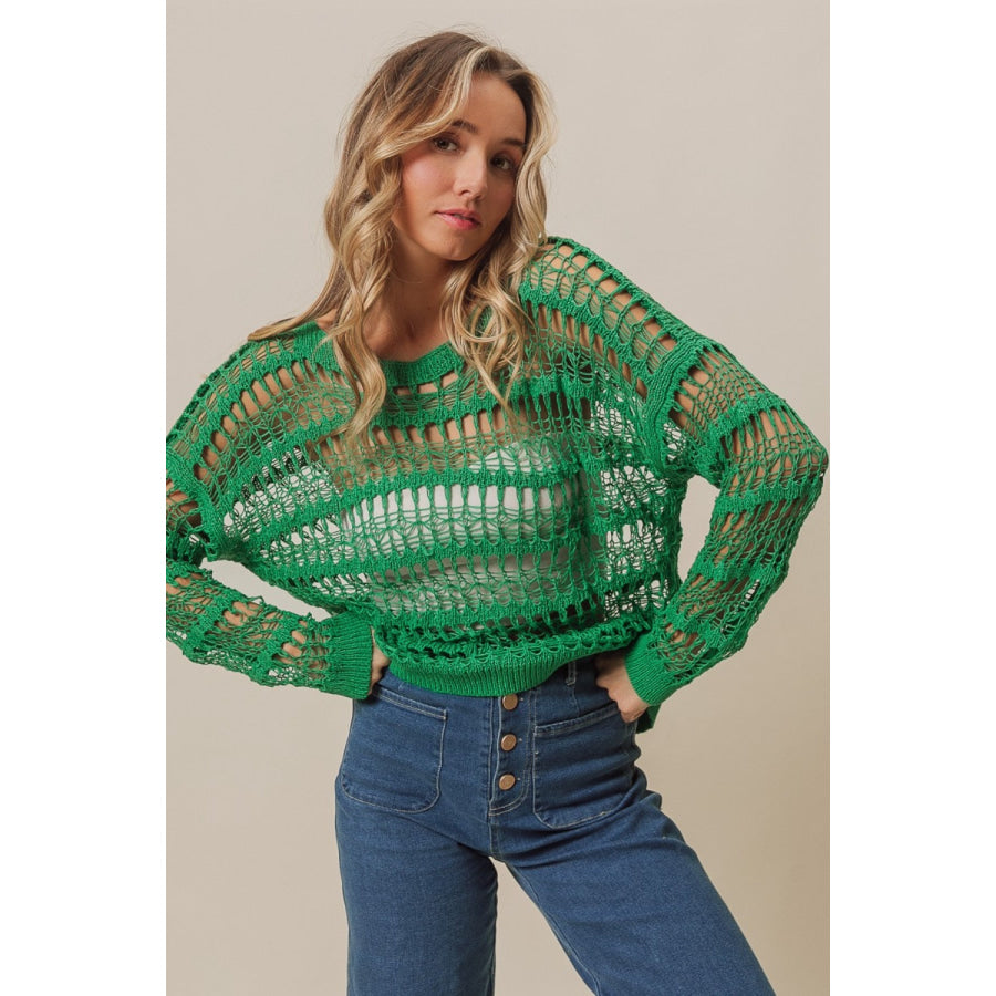 BiBi Long Sleeve Knit Cover Up Jade / S Apparel and Accessories