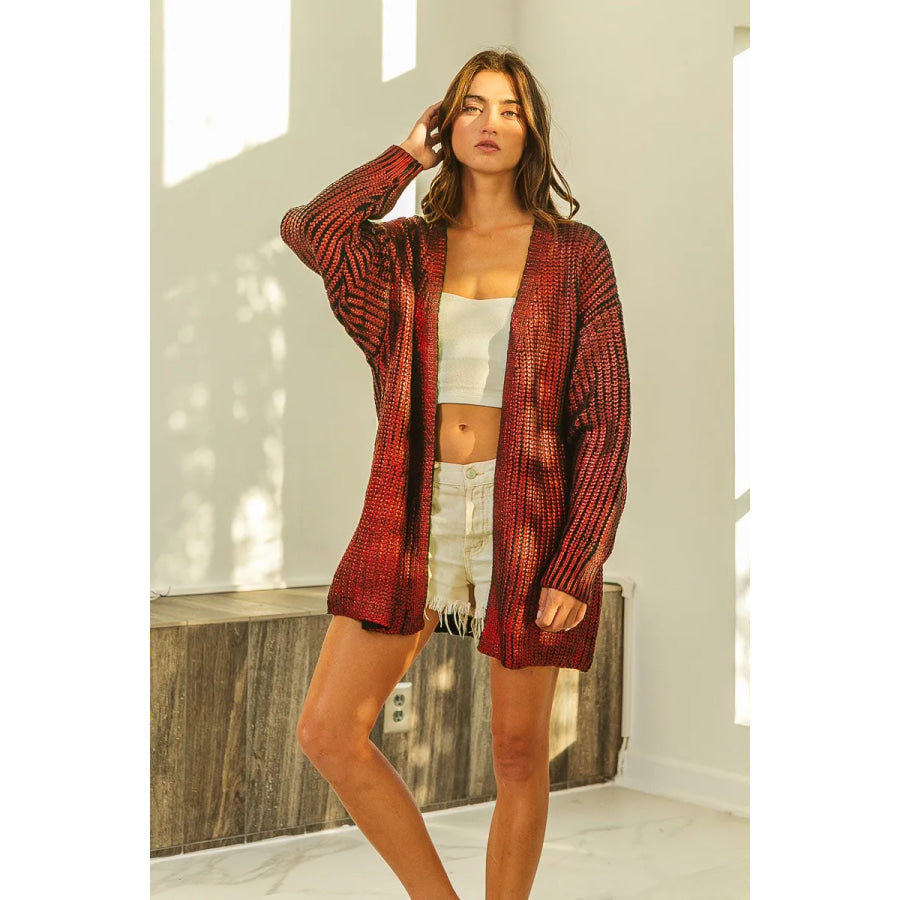 BiBi Metallic Knit V-neck Open Sweater Cardigan Apparel and Accessories