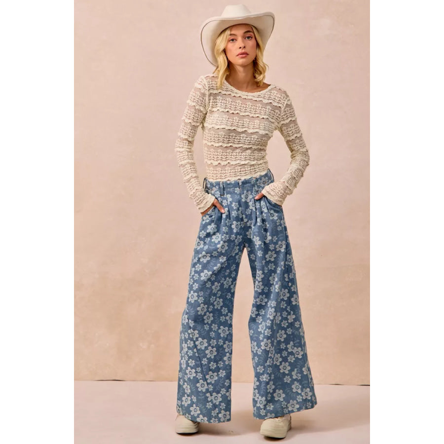 BiBi Ruffles Detail Flower Lace Top Apparel and Accessories