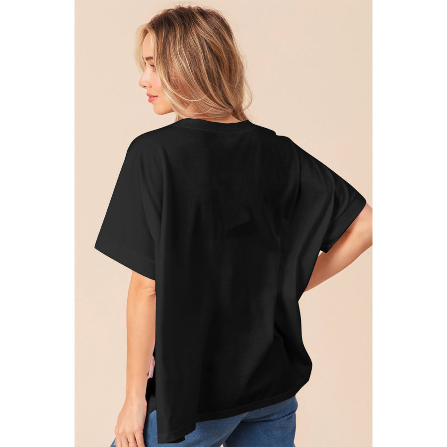 BiBi Sequin Bow Patch Short Sleeve T-Shirt Apparel and Accessories