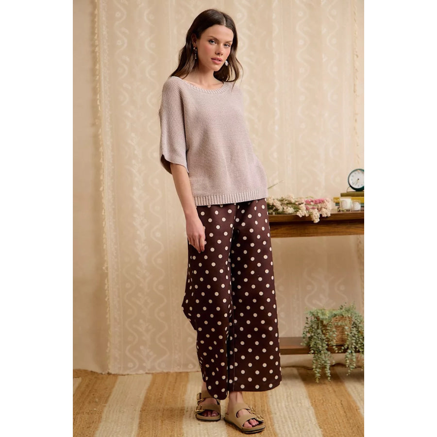 BiBi Short Dolman Sleeves Washed Knit Top Apparel and Accessories