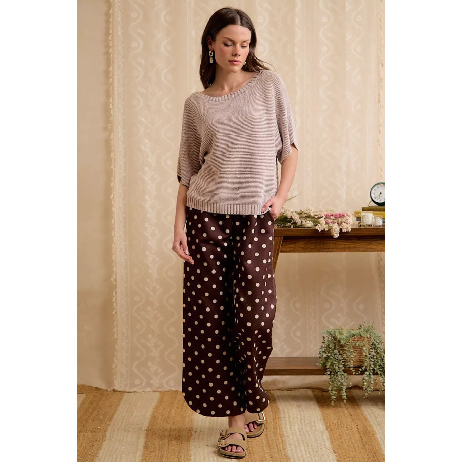 BiBi Short Dolman Sleeves Washed Knit Top Apparel and Accessories
