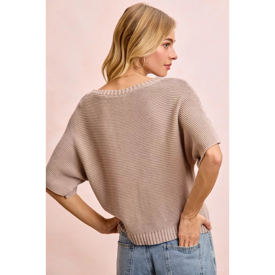 BiBi Short Dolman Sleeves Washed Knit Top Apparel and Accessories