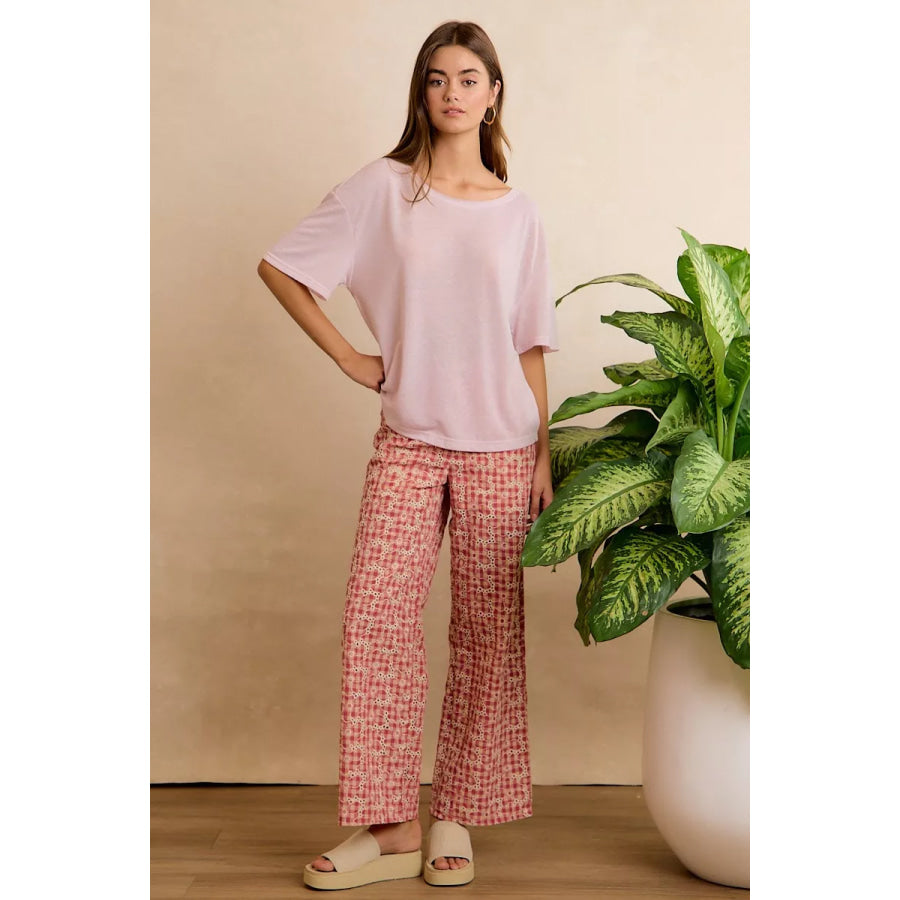 BiBi Solid Jersey Relaxed Fit Short Sleeves Pocket Top Apparel and Accessories