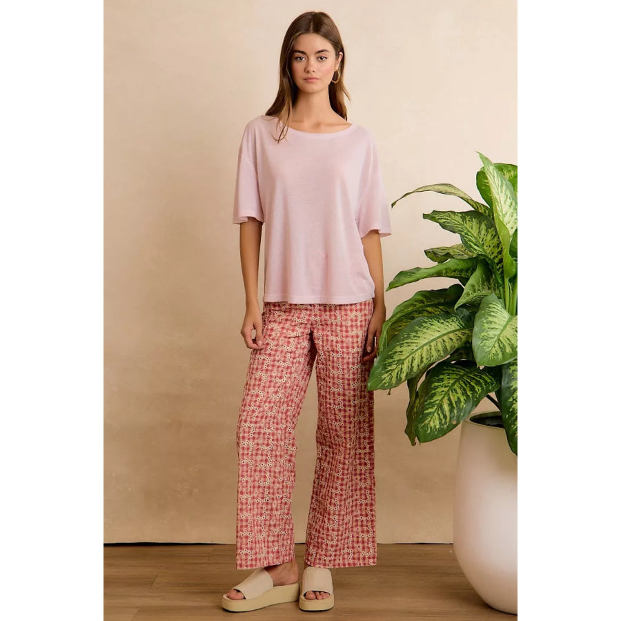 BiBi Solid Jersey Relaxed Fit Short Sleeves Pocket Top Apparel and Accessories