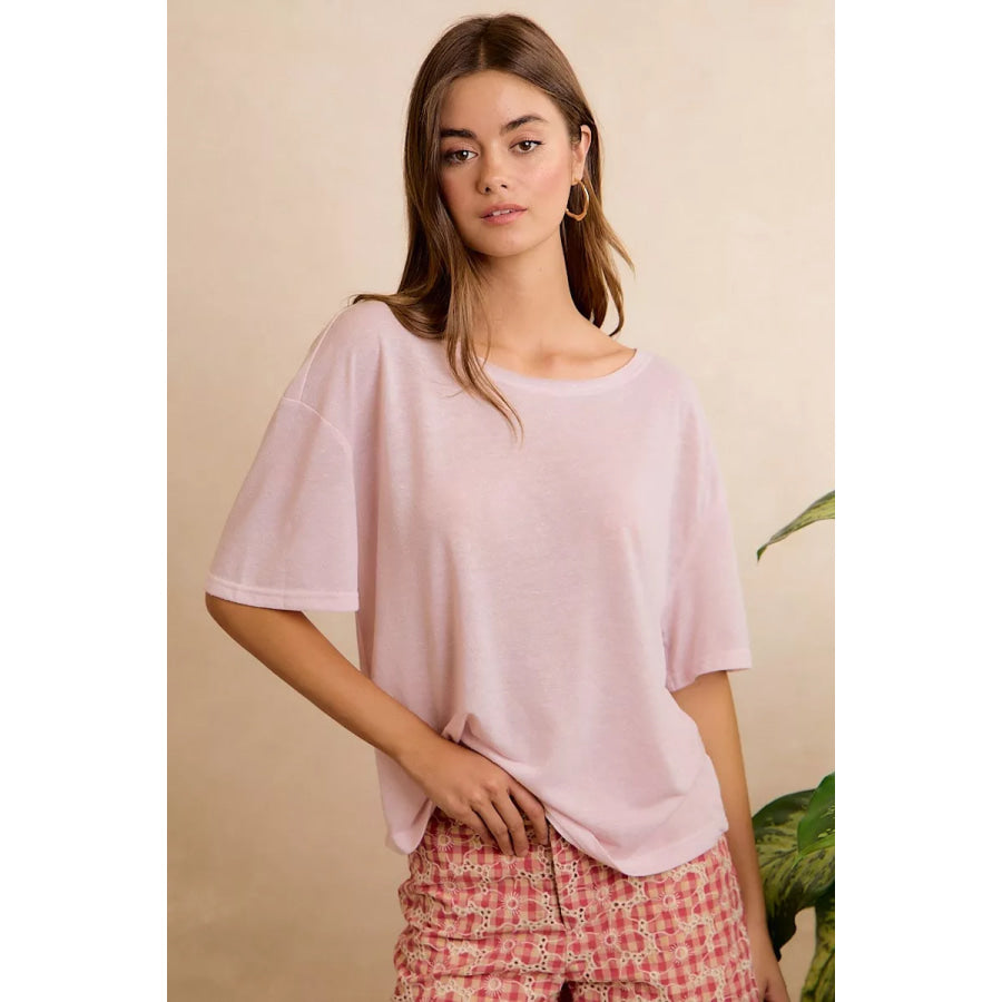 BiBi Solid Jersey Relaxed Fit Short Sleeves Pocket Top Apparel and Accessories
