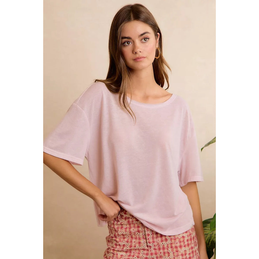 BiBi Solid Jersey Relaxed Fit Short Sleeves Pocket Top Apparel and Accessories