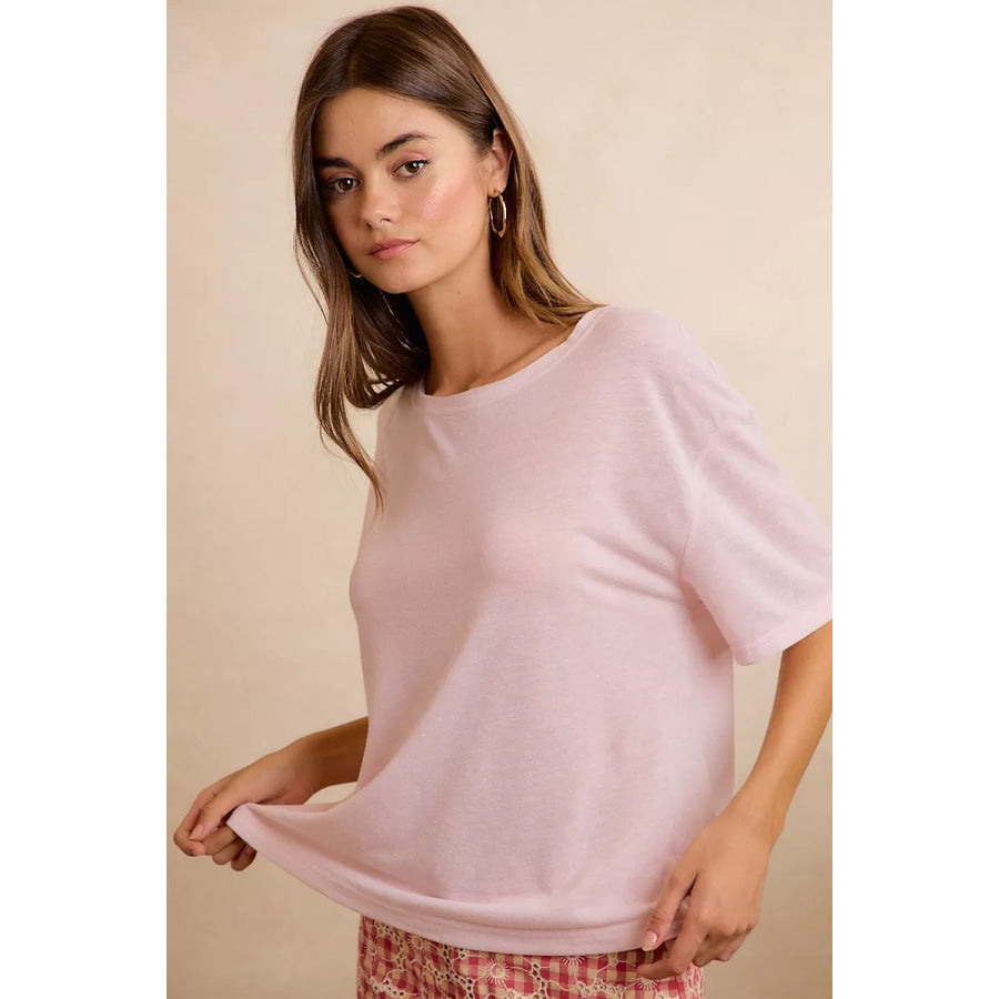 BiBi Solid Jersey Relaxed Fit Short Sleeves Pocket Top Apparel and Accessories