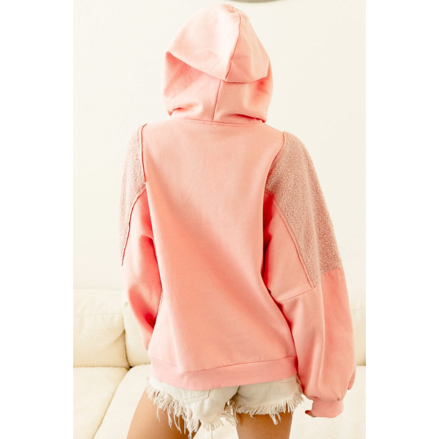 BiBi Square Panel Block Detailed Hoodie Blush / S Apparel and Accessories