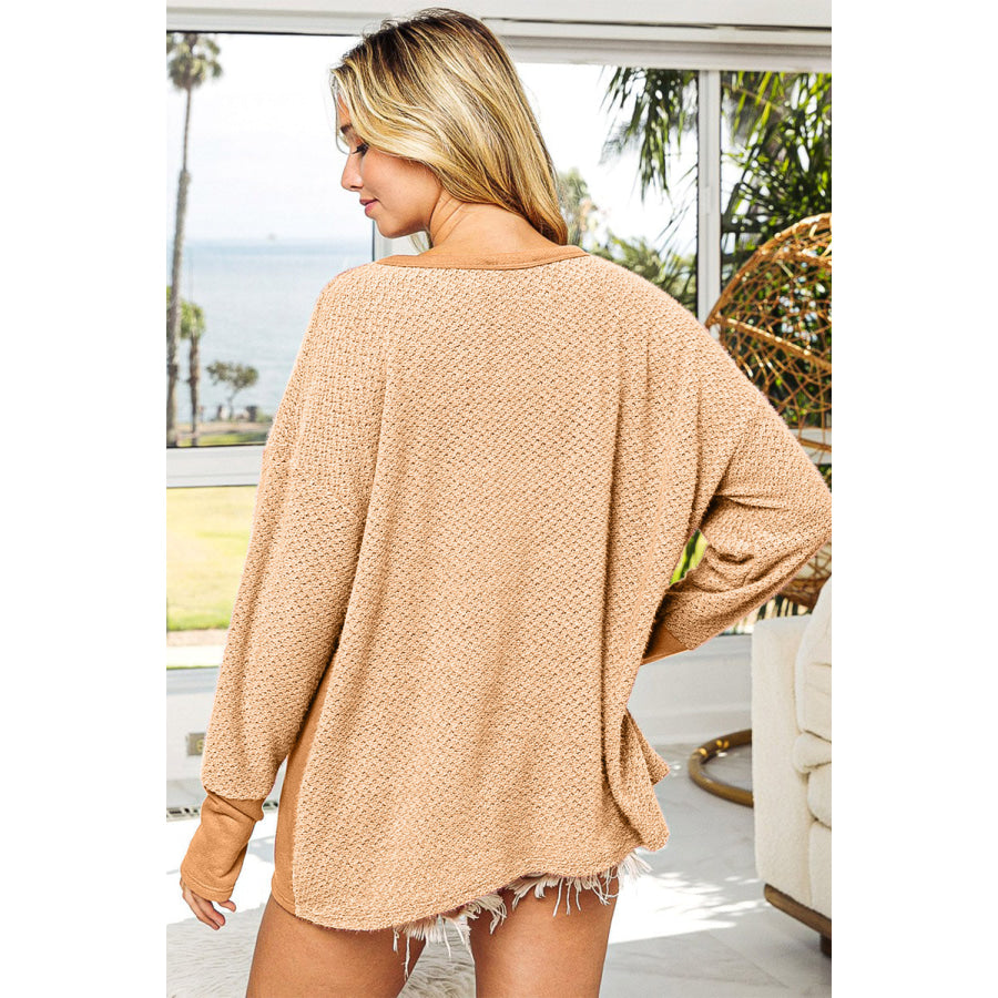 BiBi Thumb Opening Long Sleeve Top with Kangaroo Pocket Apparel and Accessories