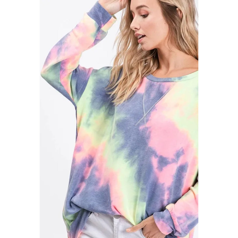 BiBi Tie Dye French Terry Print Top Apparel and Accessories