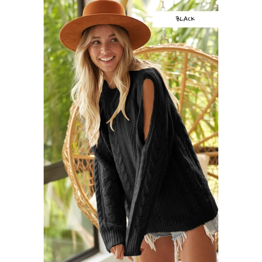 BiBi Twist Knitted Open Shoulder Sweater Apparel and Accessories