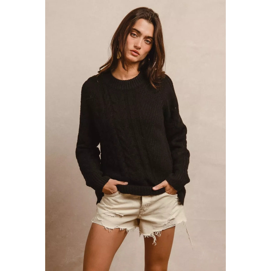 BiBi Twist Knitted Open Shoulder Sweater Apparel and Accessories