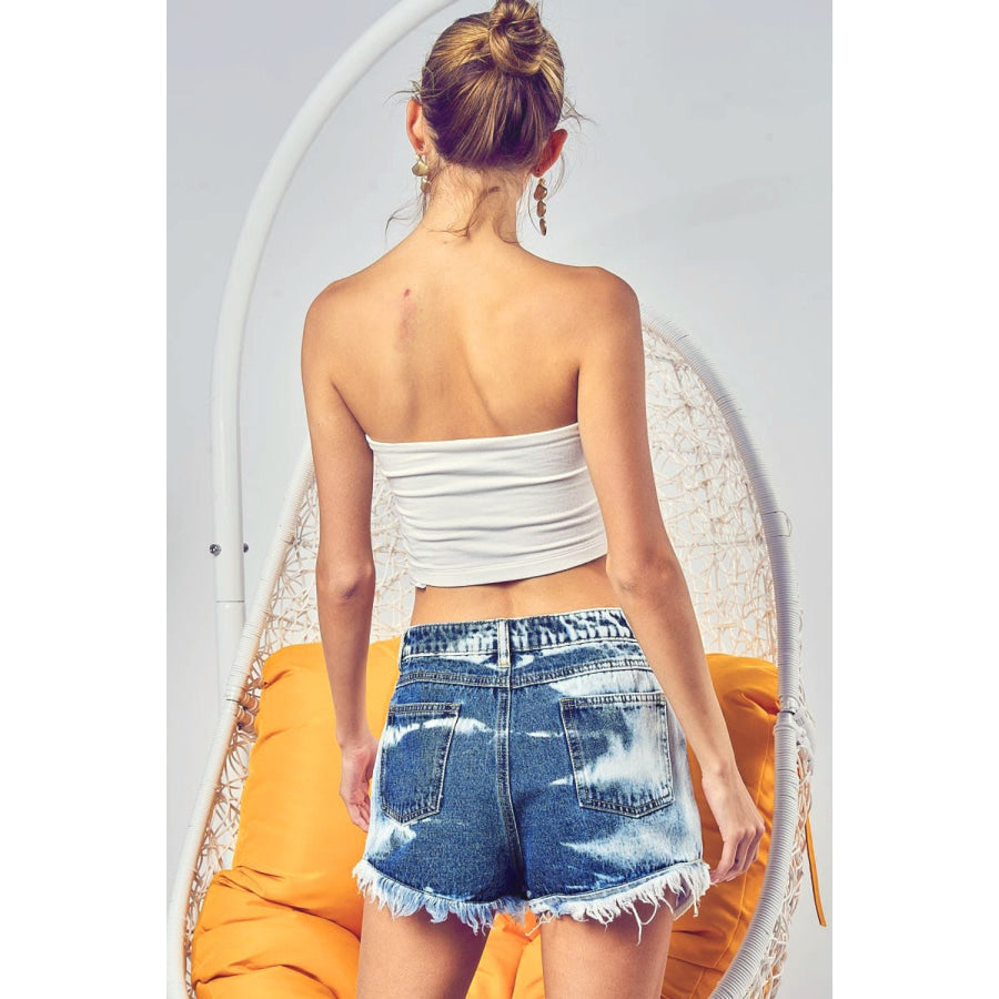 BiBi US Flag Theme Bleached Denim Shorts Apparel and Accessories