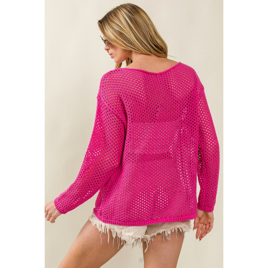 BiBi VACAY MODE Embroidered Knit Cover Up Fuchsia/Mustard / S Apparel and Accessories