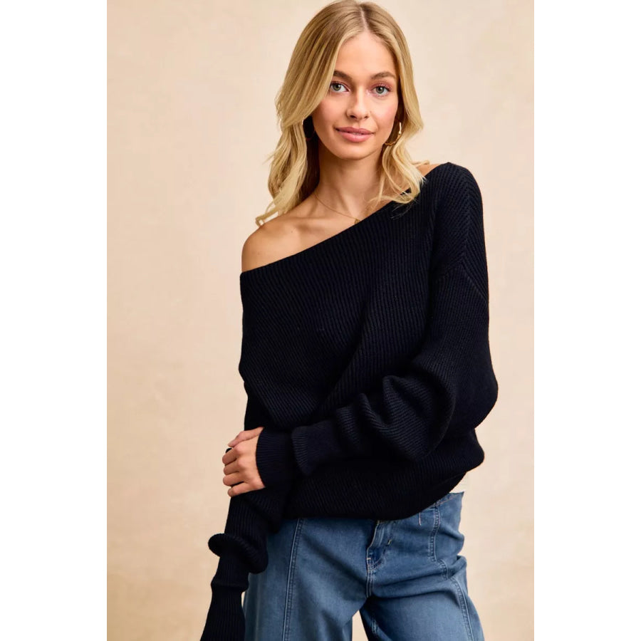BiBi Waffle Knit Off Shoulder Top Apparel and Accessories