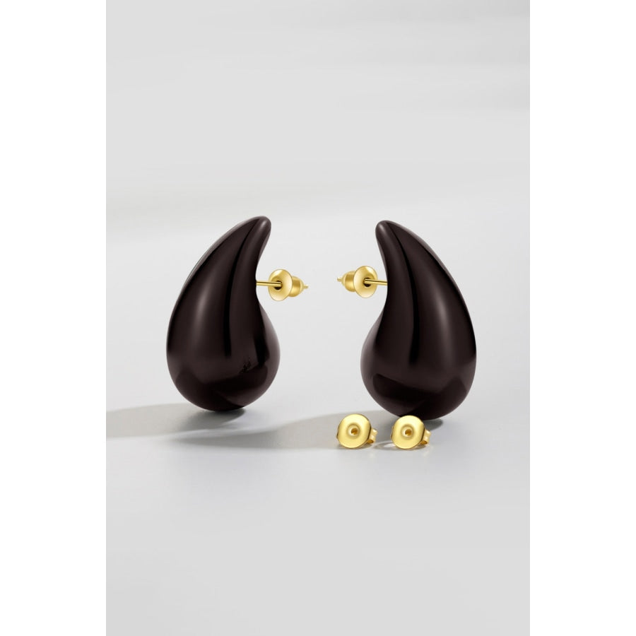 Big Size Water Drop Brass Earrings Chocolate / One Size