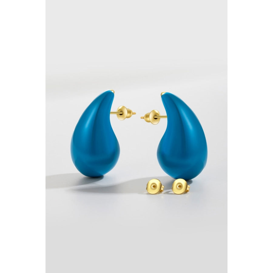 Big Size Water Drop Brass Earrings Sky Blue / One Size