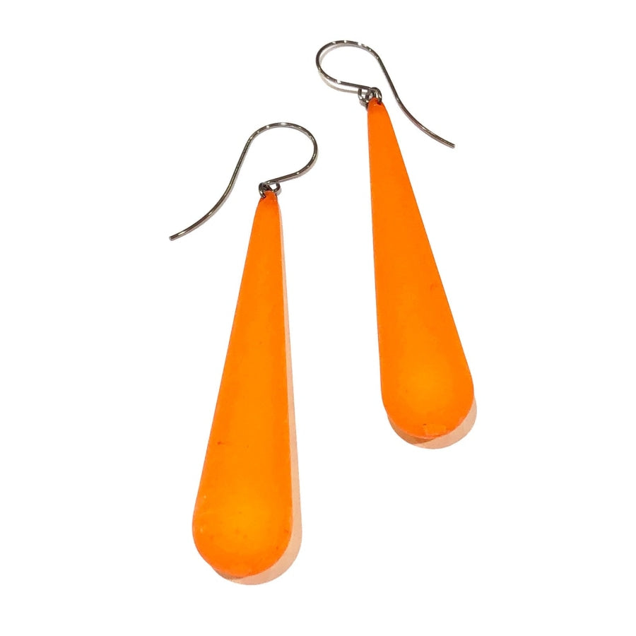 Bijoux Teardrop Earrings 24k frosted gold plated / Orange Frosted TD Long Drop Earrings