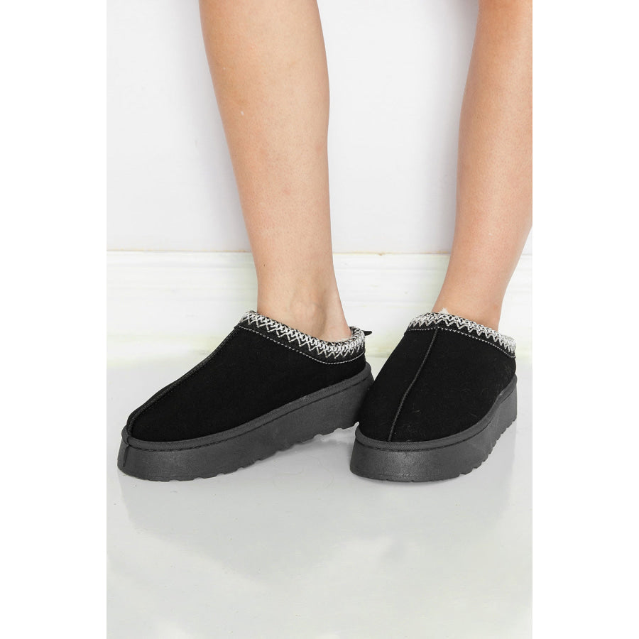 Black Contrast Print Suede Plush Lined Snow Boots Shoes & Bags/Boots