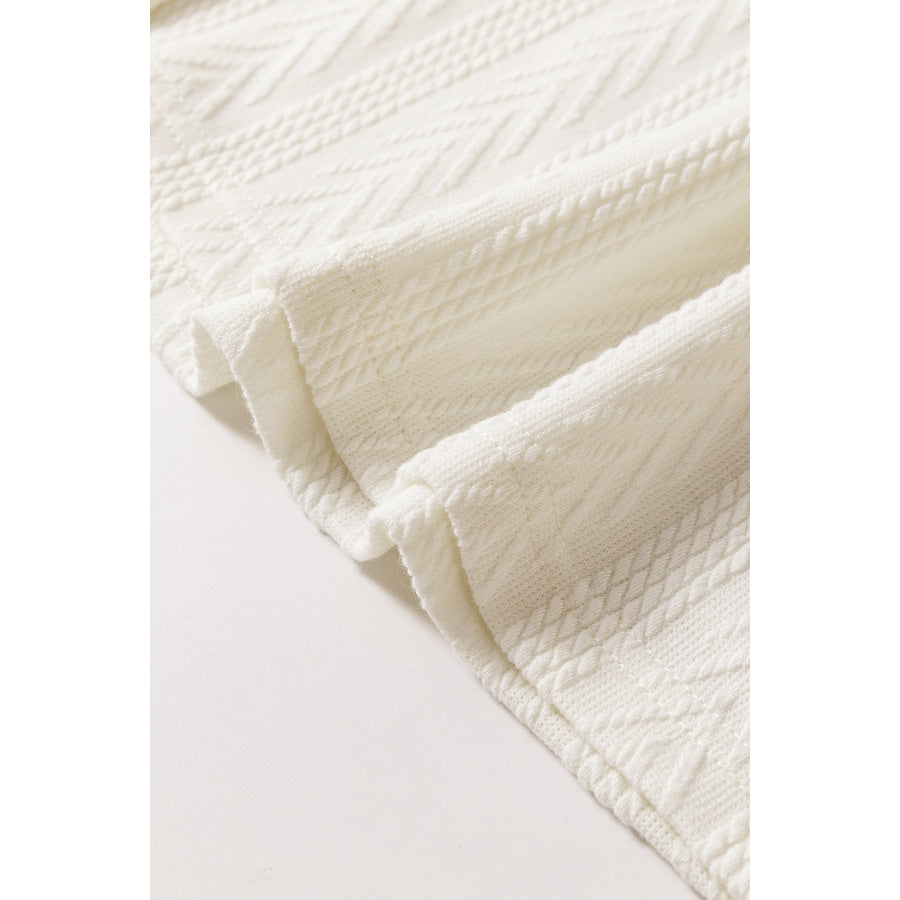 Black Floral Patchwork Textured Knit Drawstring V Neck Blouse Tops/Blouses & Shirts