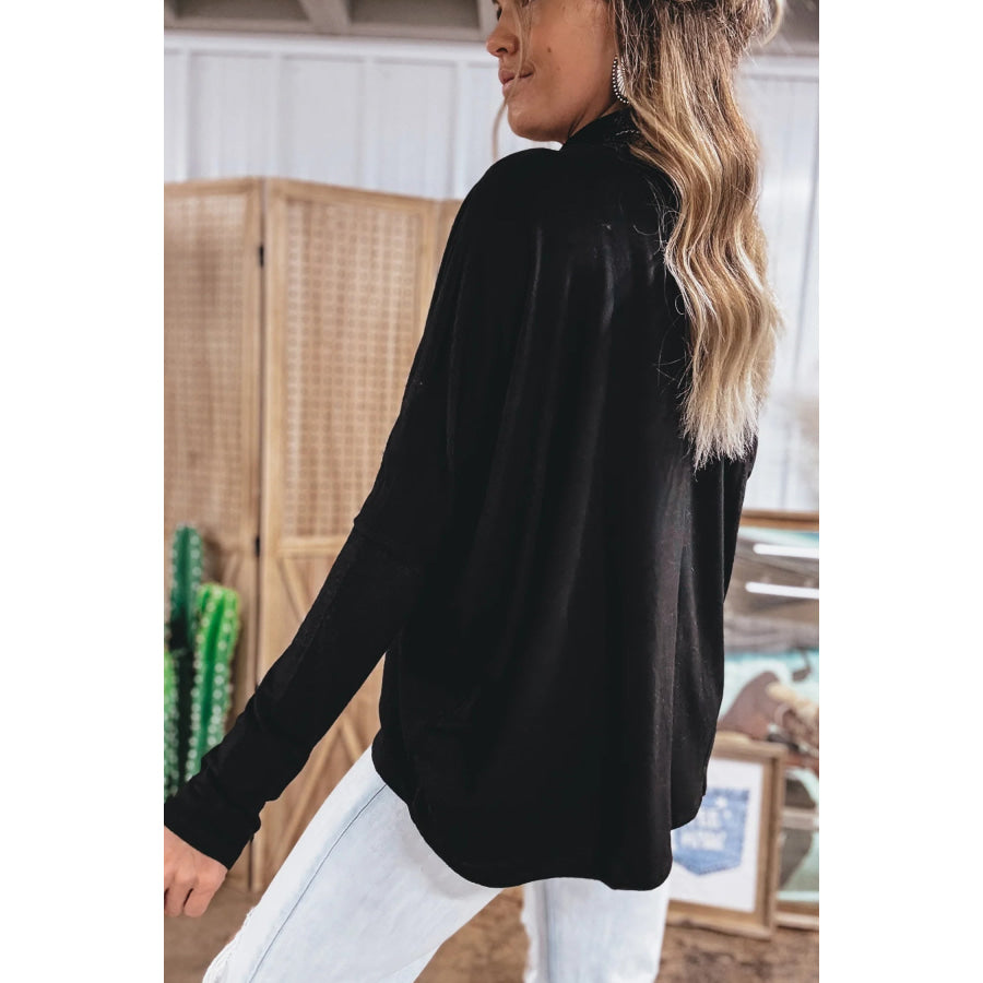 Black High Neck Long Sleeve Top Tops/Long Sleeve Tops