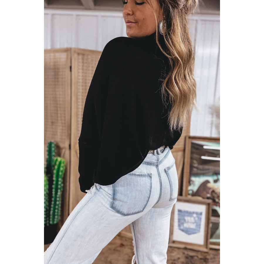 Black High Neck Long Sleeve Top Tops/Long Sleeve Tops