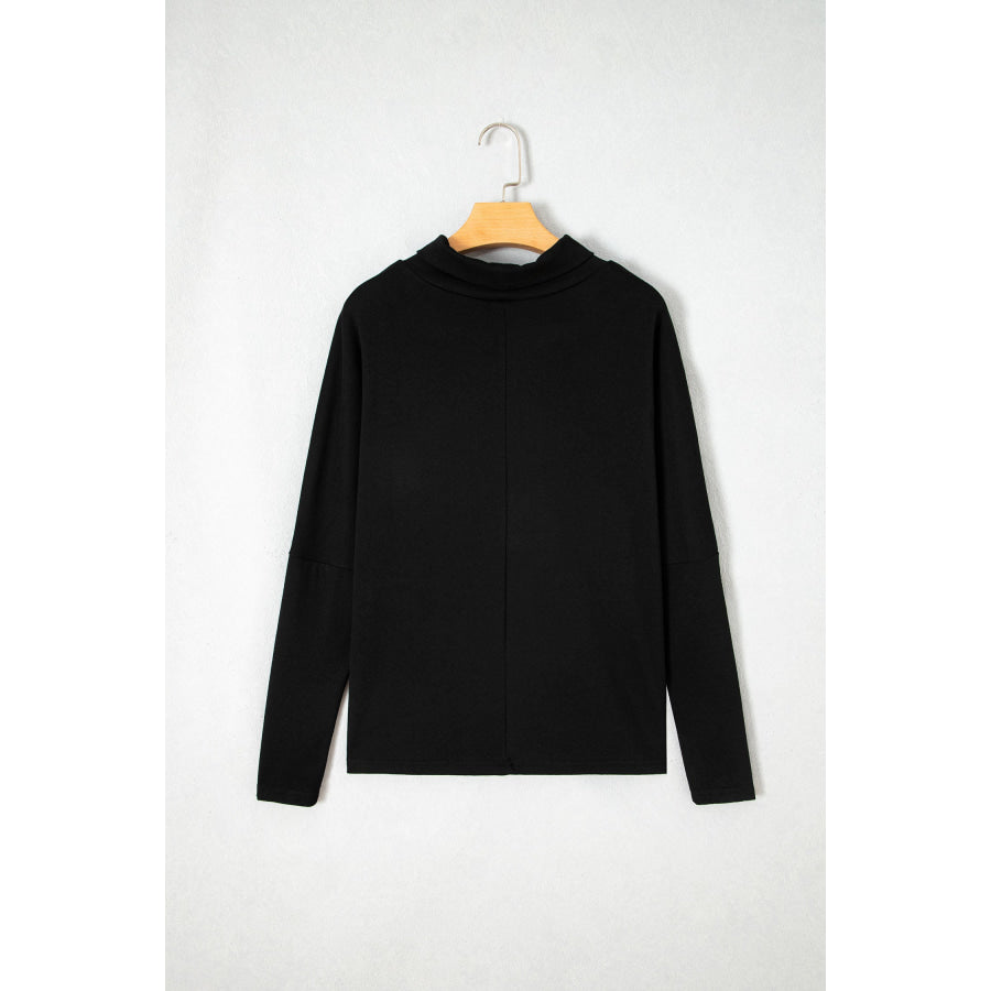 Black High Neck Long Sleeve Top Tops/Long Tops