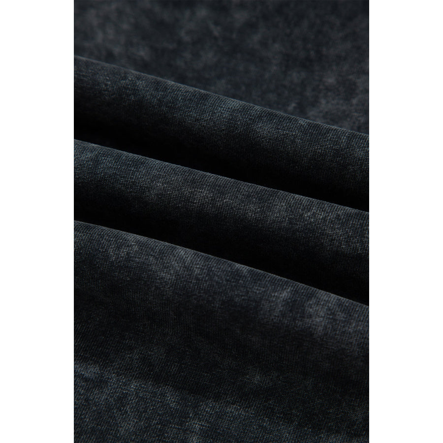 Black Mineral Wash Raw Seam Drawstring Elastic Waist Barrel Pants Bottoms/Pants & Culotte