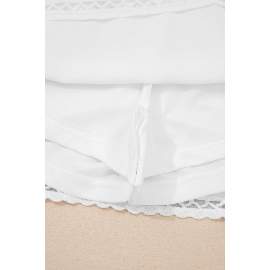 Black Plus Size Frilled Elastic Waist Lace Trim Boho Ruffled Shorts Plus Size/Plus Size Bottoms