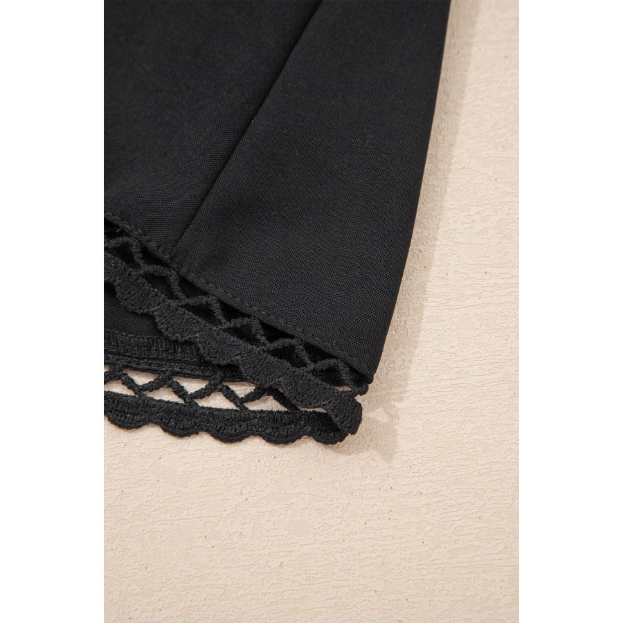 Black Plus Size Frilled Elastic Waist Lace Trim Boho Ruffled Shorts Plus Size/Plus Size Bottoms