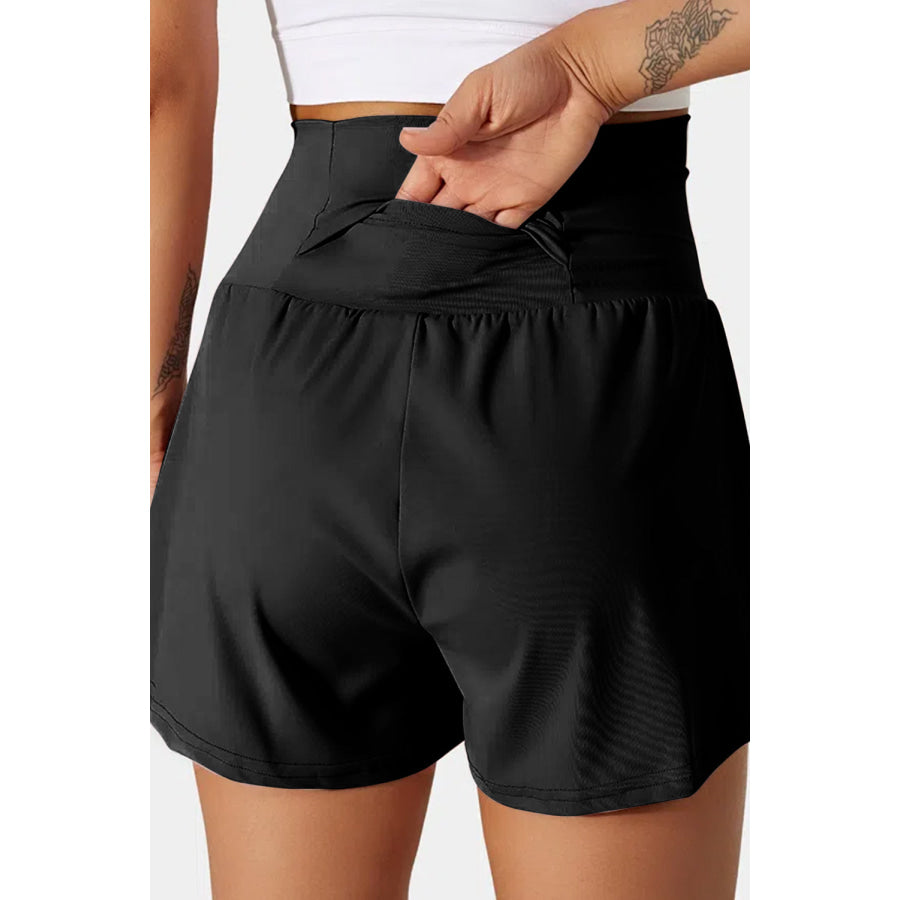 Black Pocketed Wide Waistband Swim Shorts Swimwear/Swim Bottoms