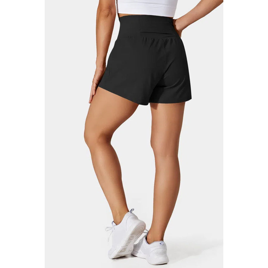 Black Pocketed Wide Waistband Swim Shorts Swimwear/Swim Bottoms